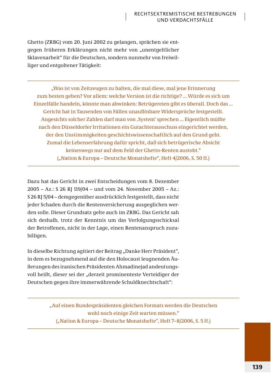 Seite 142 des Verfassungsschutzbericht 2006 Bund