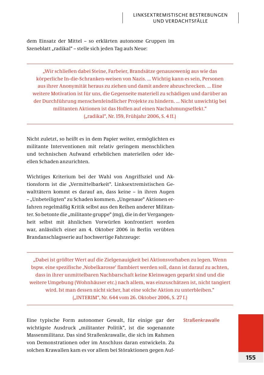 Seite 158 des Verfassungsschutzbericht 2006 Bund