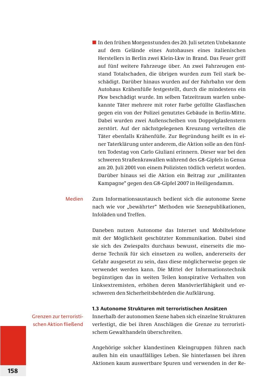 Seite 161 des Verfassungsschutzbericht 2006 Bund