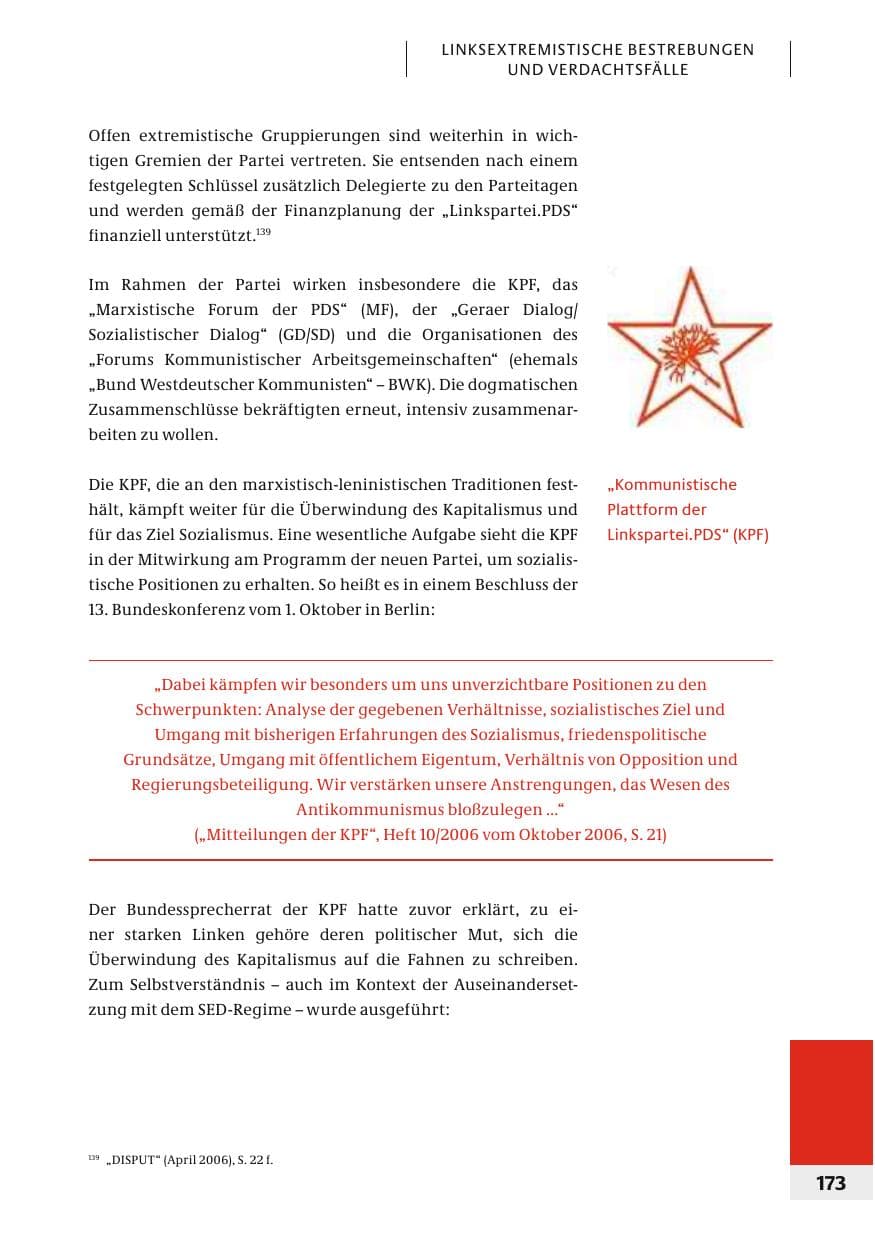 Seite 176 des Verfassungsschutzbericht 2006 Bund