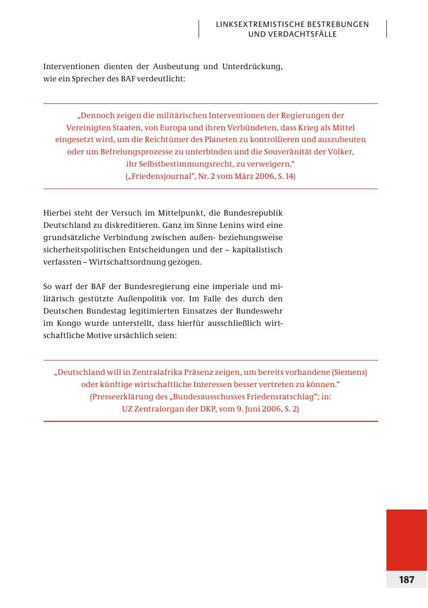 Seite 190 des Verfassungsschutzbericht 2006 Bund
