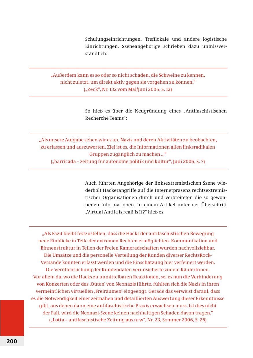 Seite 203 des Verfassungsschutzbericht 2006 Bund