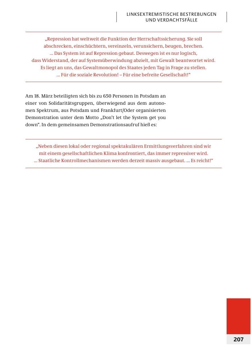 Seite 210 des Verfassungsschutzbericht 2006 Bund