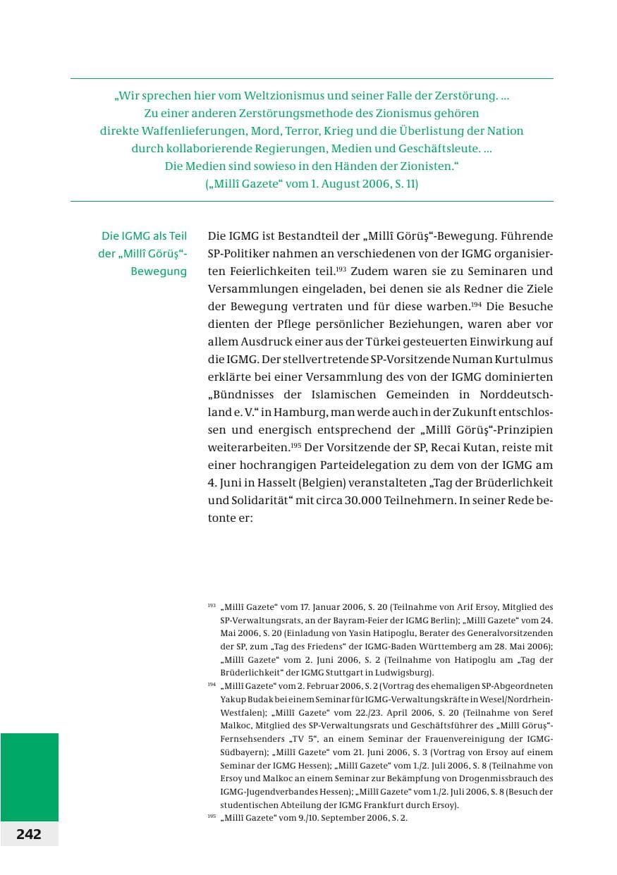 Seite 245 des Verfassungsschutzbericht 2006 Bund