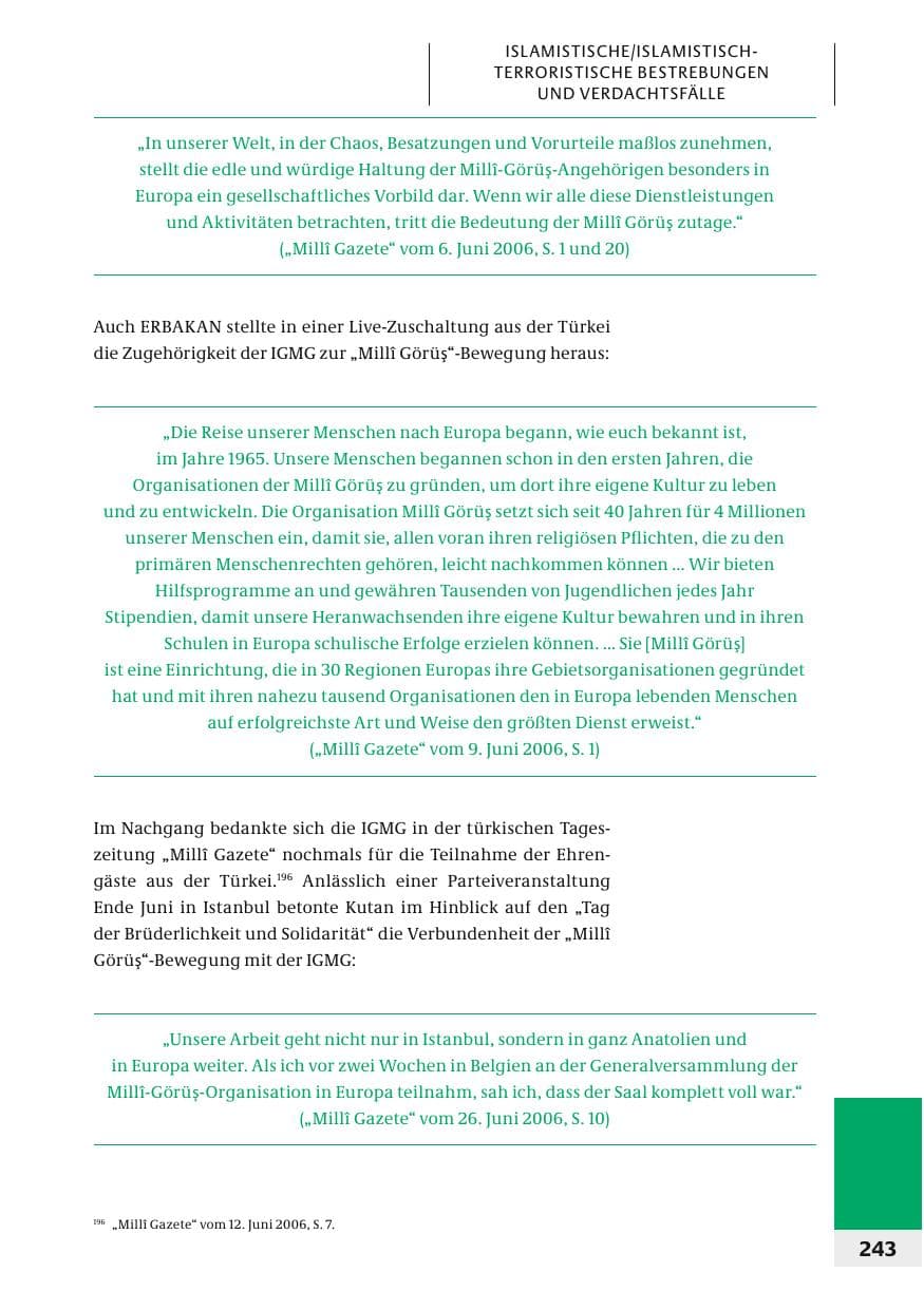 Seite 246 des Verfassungsschutzbericht 2006 Bund
