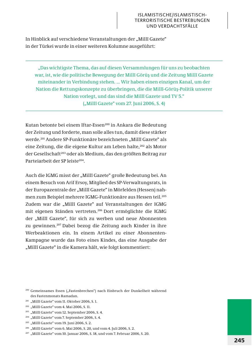 Seite 248 des Verfassungsschutzbericht 2006 Bund