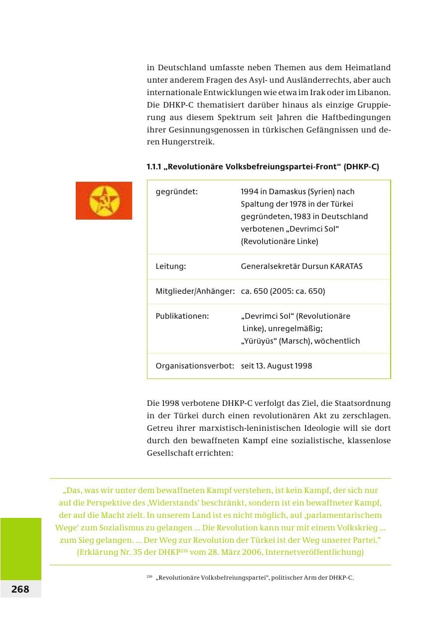 Seite 271 des Verfassungsschutzbericht 2006 Bund