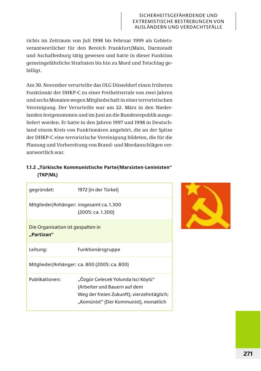 Seite 274 des Verfassungsschutzbericht 2006 Bund