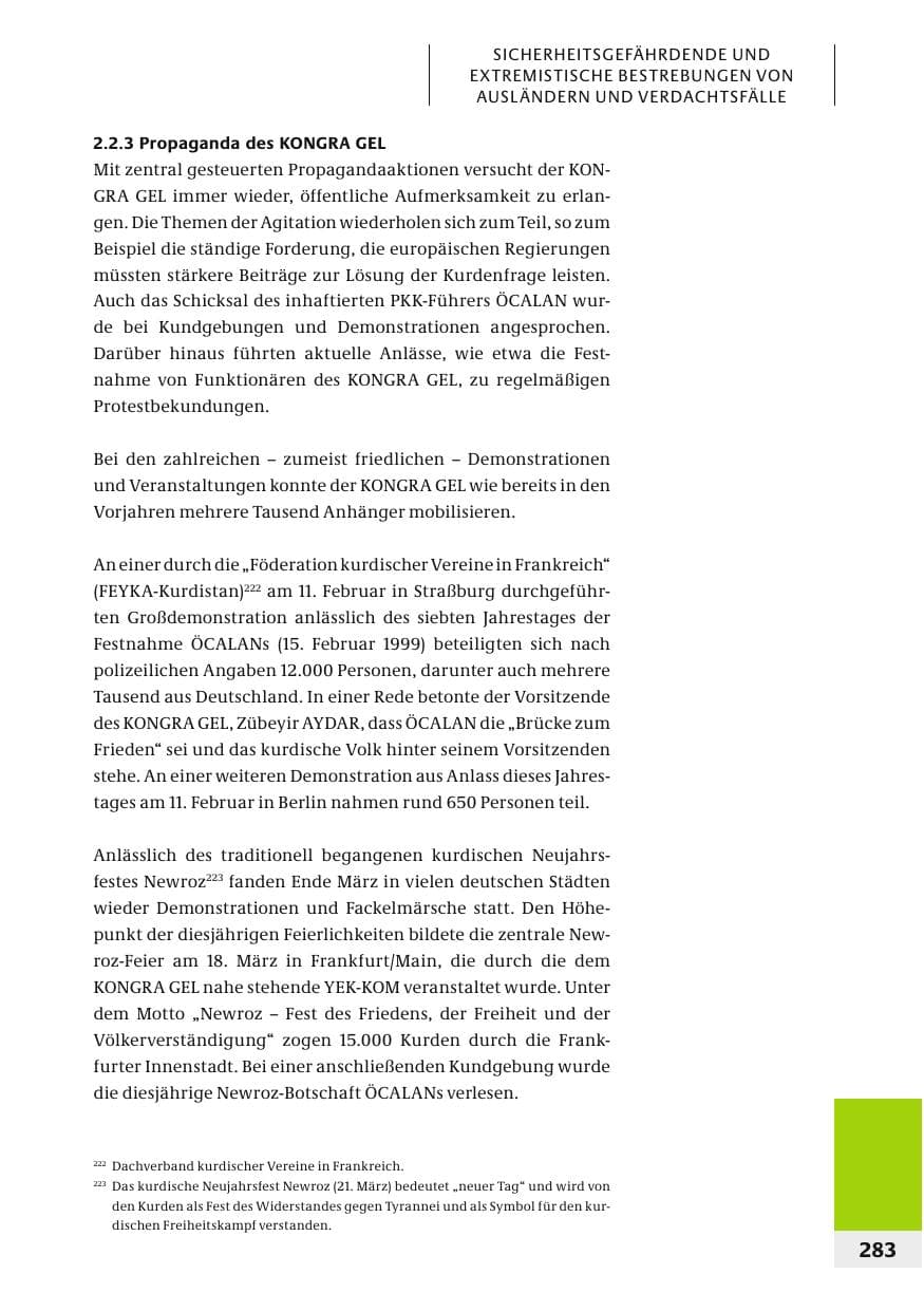 Seite 286 des Verfassungsschutzbericht 2006 Bund