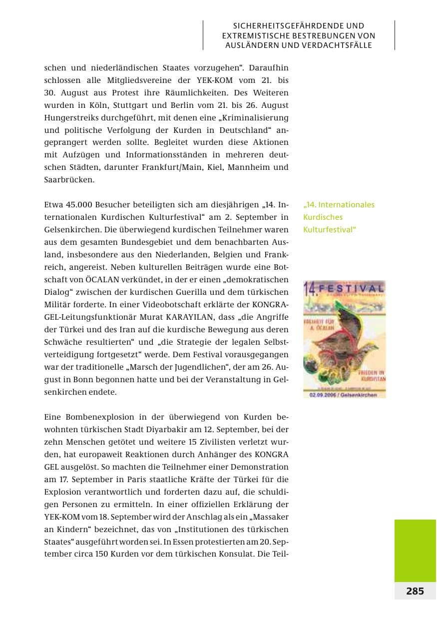 Seite 288 des Verfassungsschutzbericht 2006 Bund