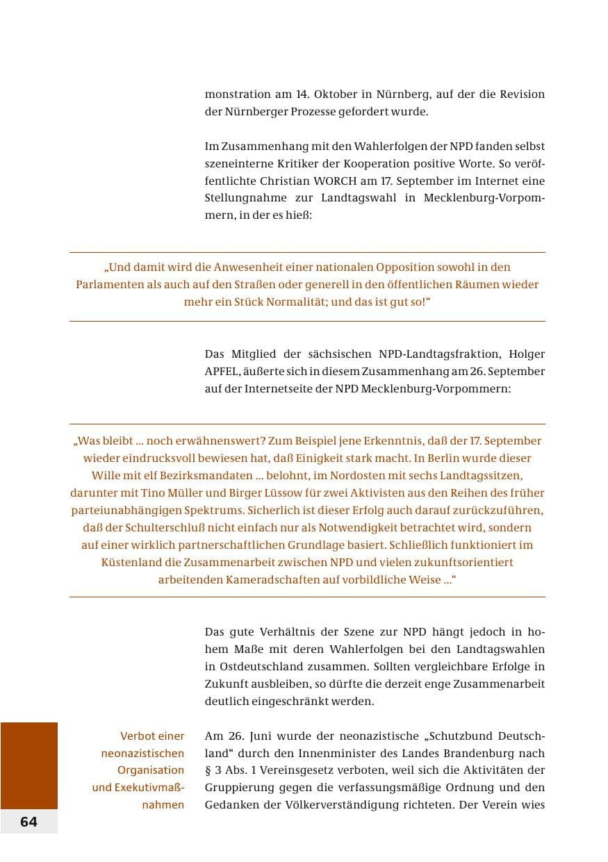 Seite 67 des Verfassungsschutzbericht 2006 Bund