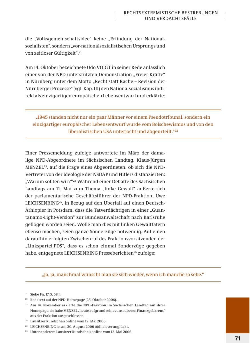 Seite 74 des Verfassungsschutzbericht 2006 Bund