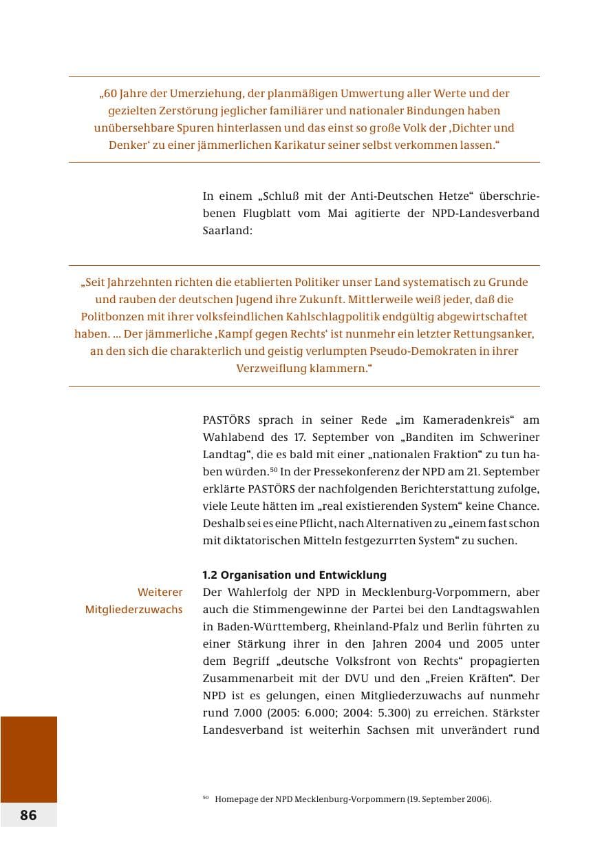 Seite 89 des Verfassungsschutzbericht 2006 Bund