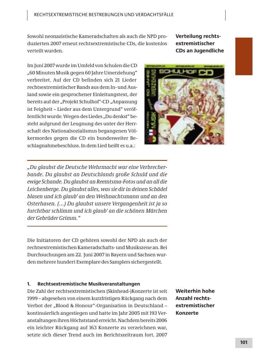 Seite 101 des Verfassungsschutzbericht 2007 Bund