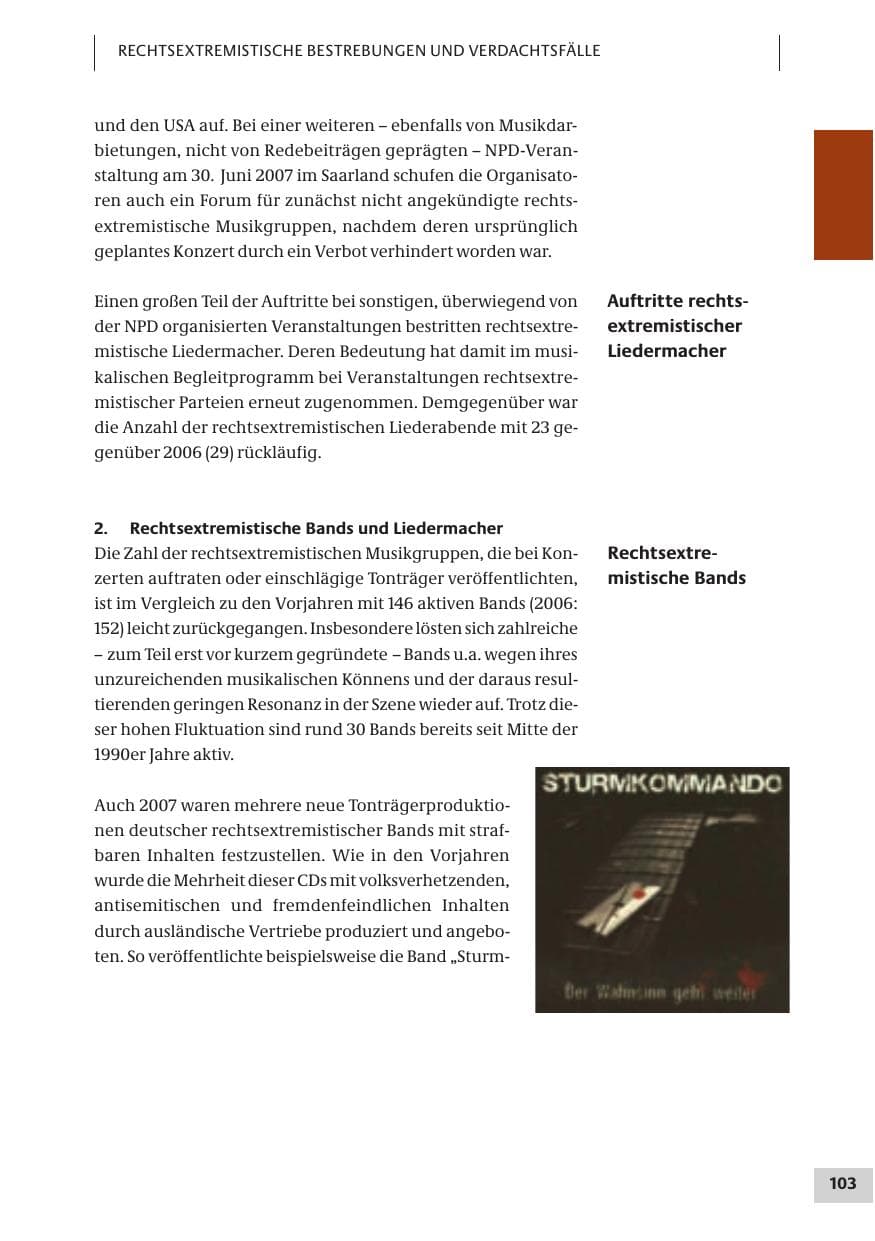 Seite 103 des Verfassungsschutzbericht 2007 Bund