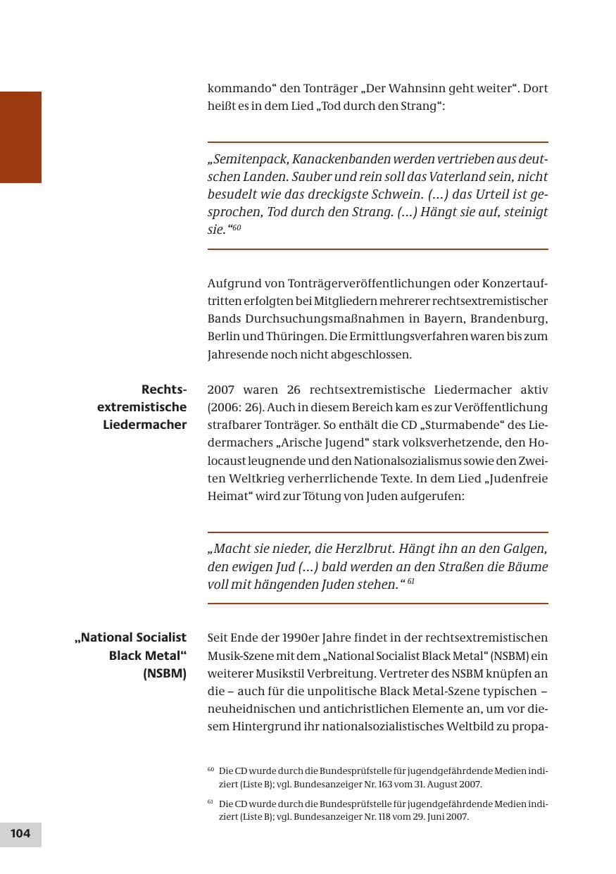 Seite 104 des Verfassungsschutzbericht 2007 Bund