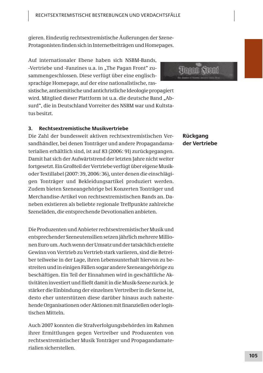 Seite 105 des Verfassungsschutzbericht 2007 Bund
