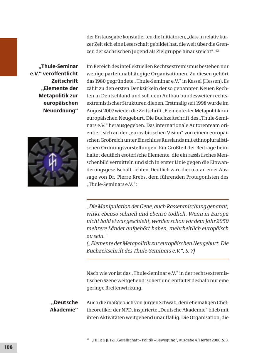 Seite 108 des Verfassungsschutzbericht 2007 Bund