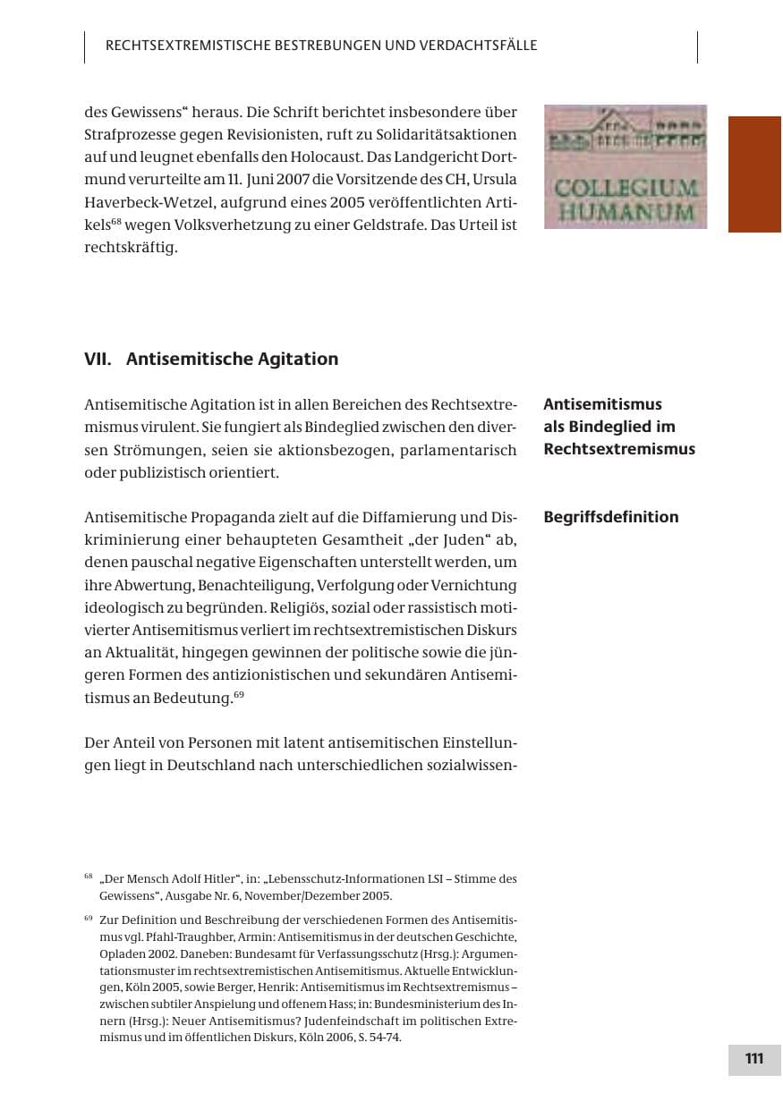 Seite 111 des Verfassungsschutzbericht 2007 Bund