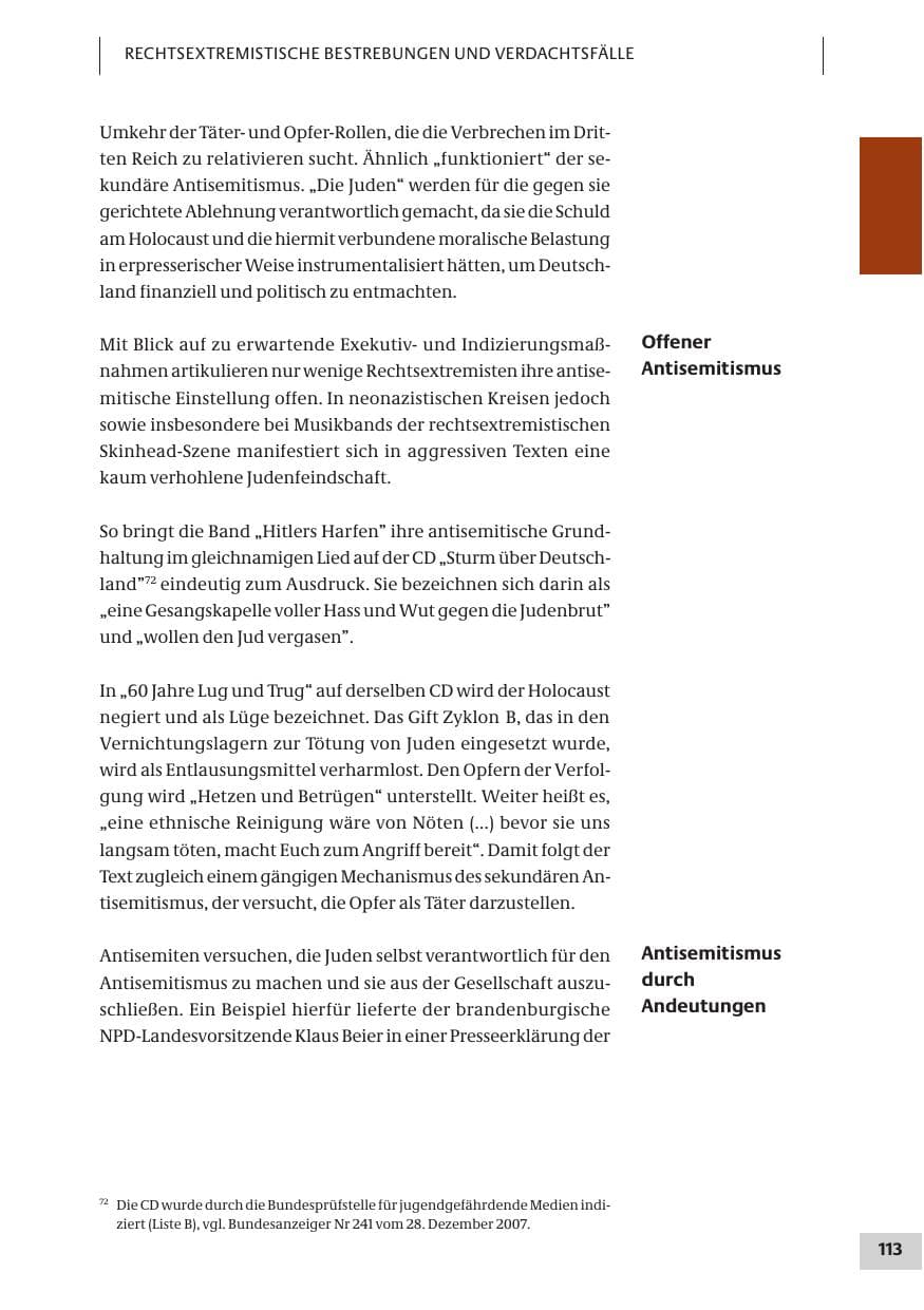 Seite 113 des Verfassungsschutzbericht 2007 Bund
