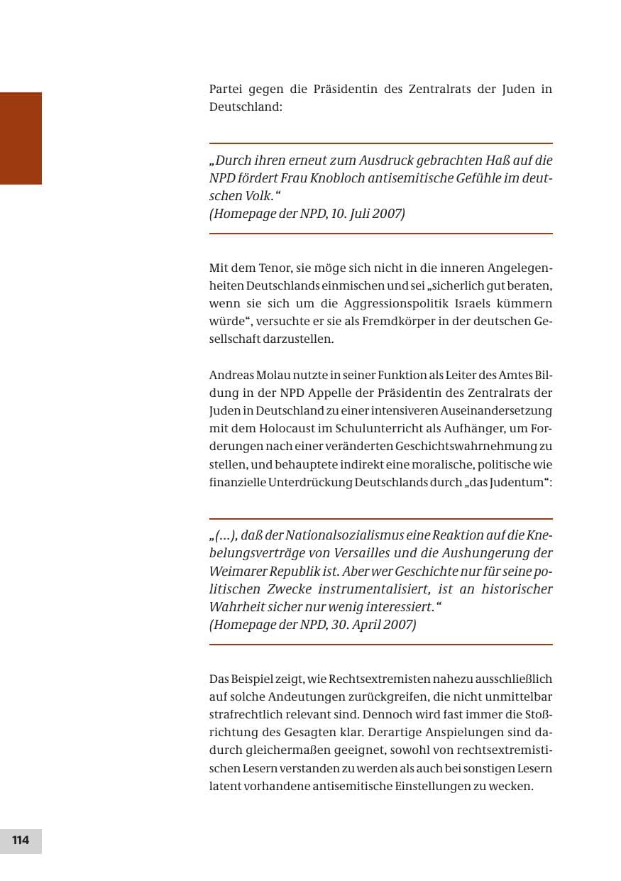 Seite 114 des Verfassungsschutzbericht 2007 Bund