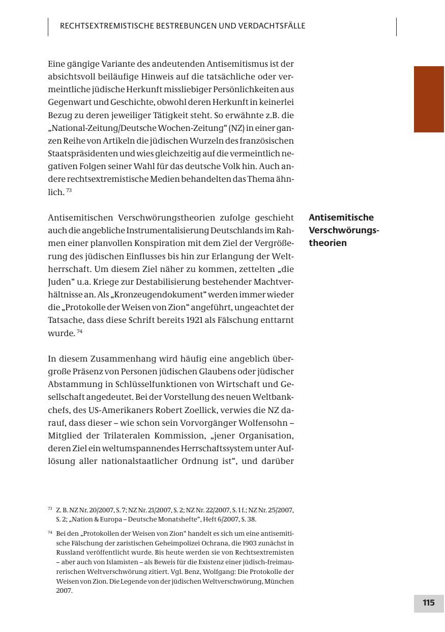 Seite 115 des Verfassungsschutzbericht 2007 Bund