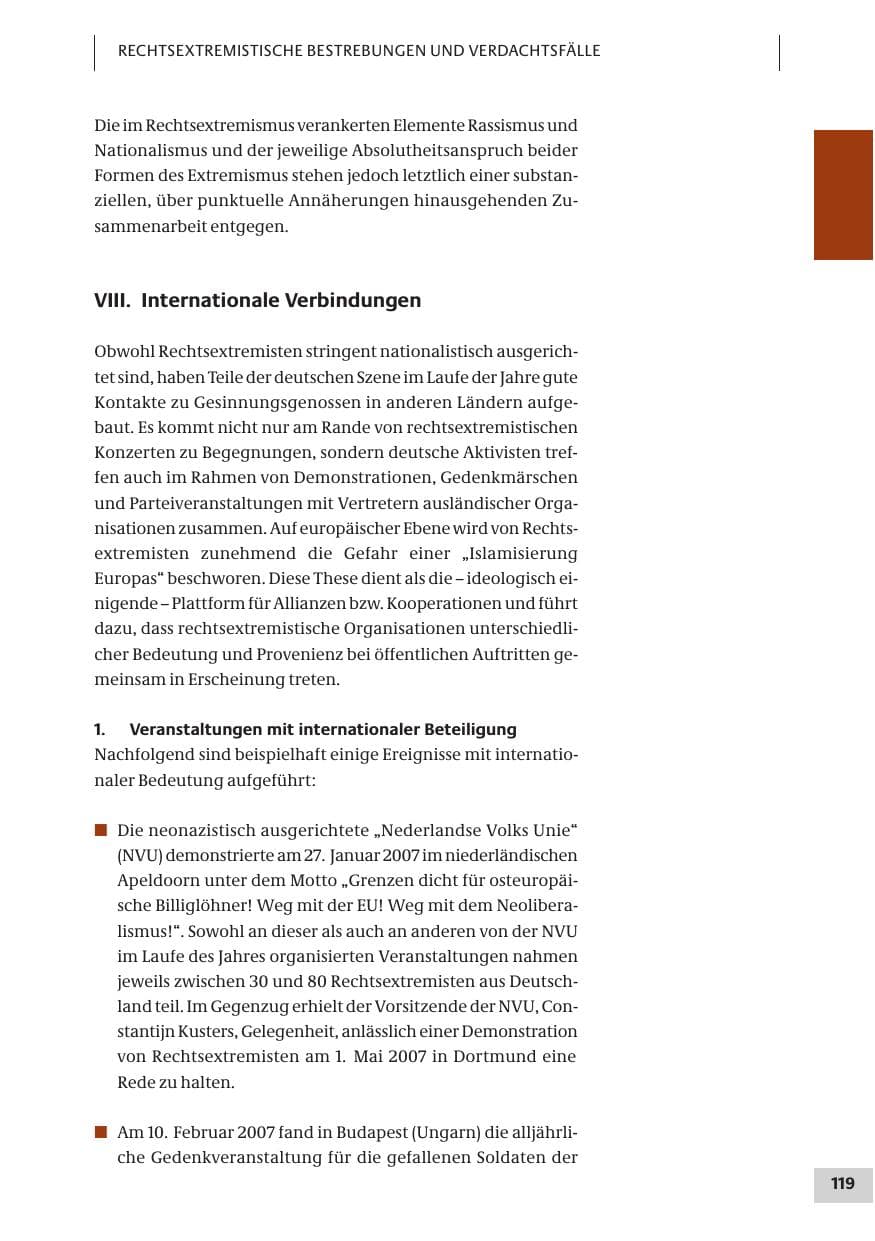 Seite 119 des Verfassungsschutzbericht 2007 Bund