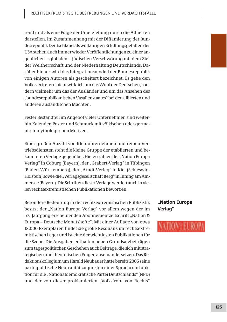 Seite 125 des Verfassungsschutzbericht 2007 Bund