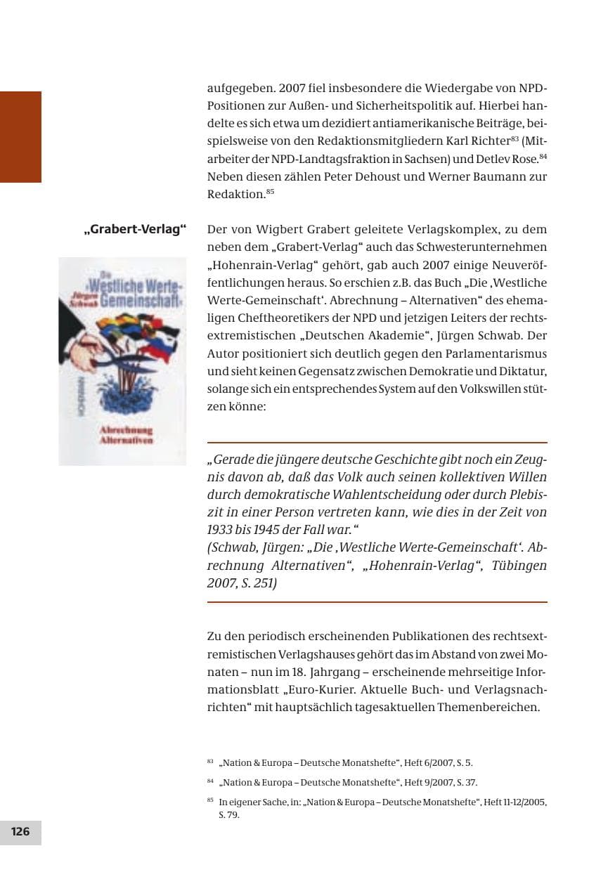 Seite 126 des Verfassungsschutzbericht 2007 Bund