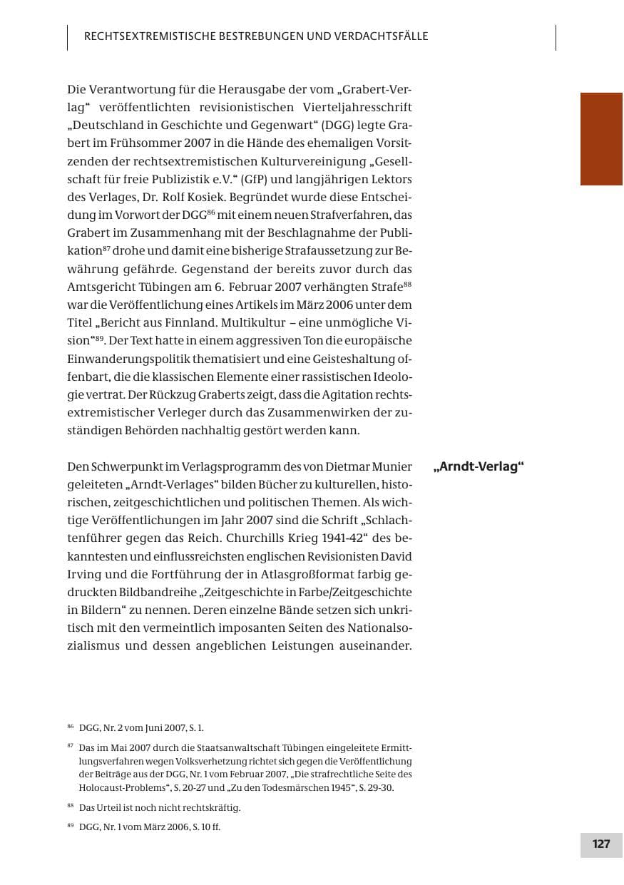 Seite 127 des Verfassungsschutzbericht 2007 Bund