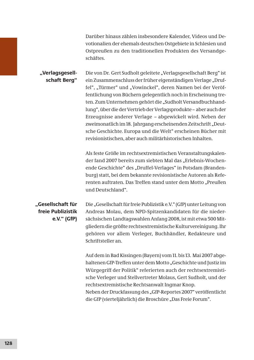 Seite 128 des Verfassungsschutzbericht 2007 Bund