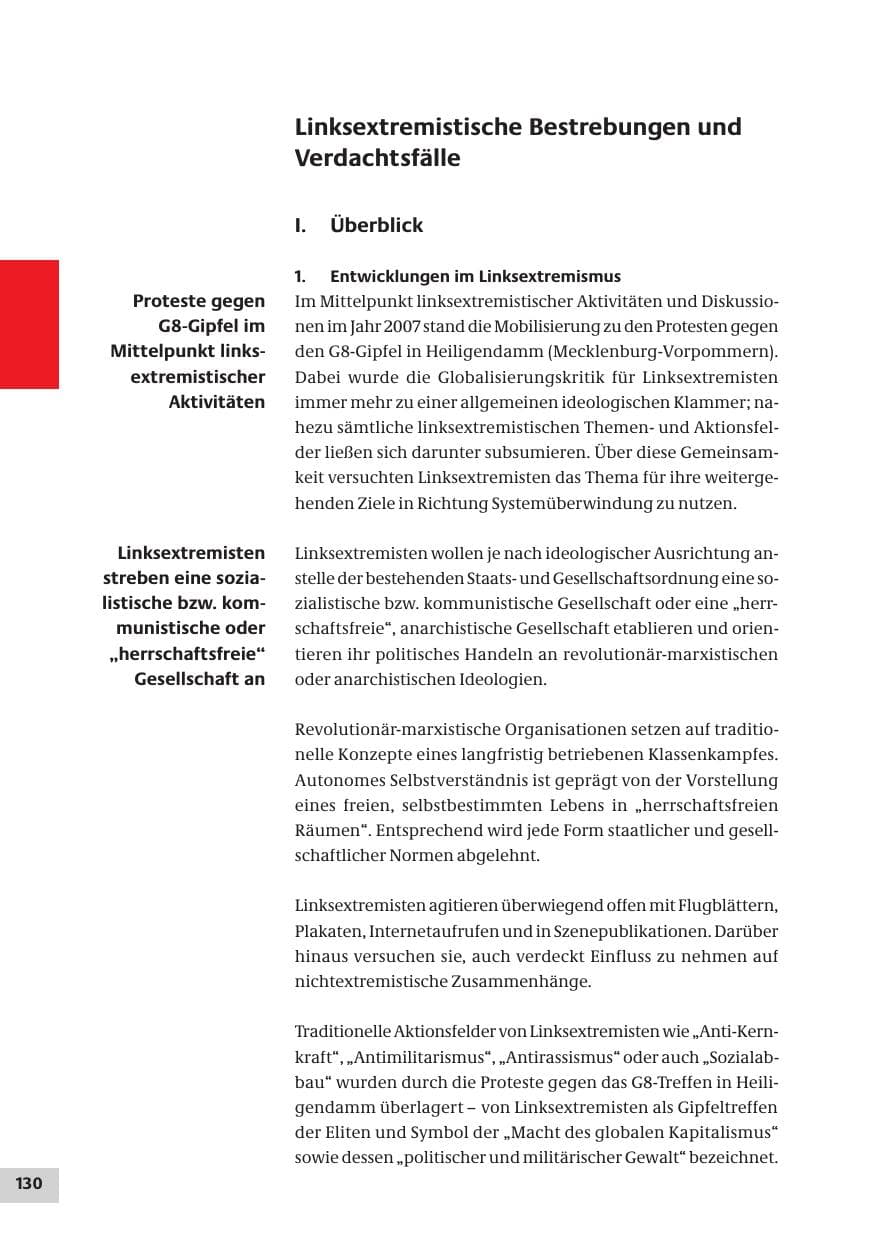 Seite 130 des Verfassungsschutzbericht 2007 Bund
