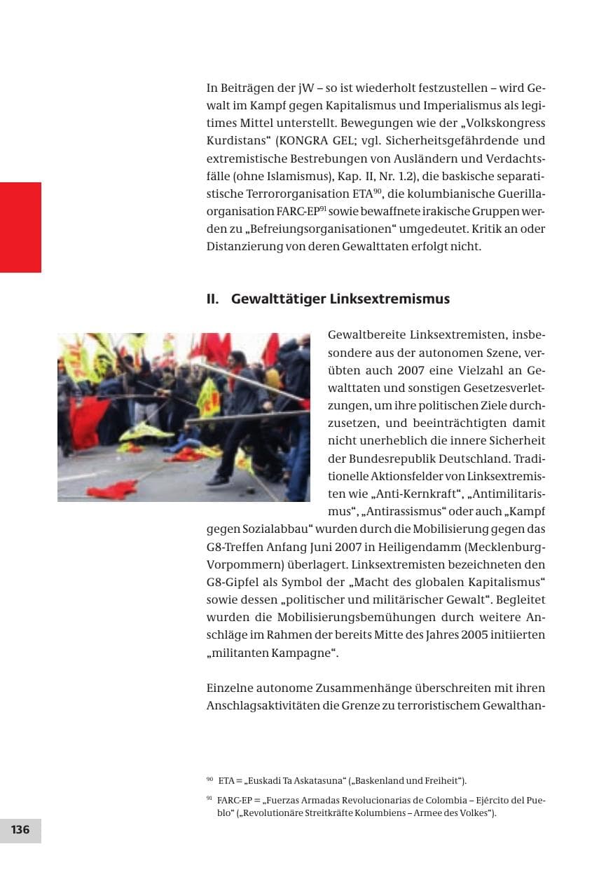 Seite 136 des Verfassungsschutzbericht 2007 Bund