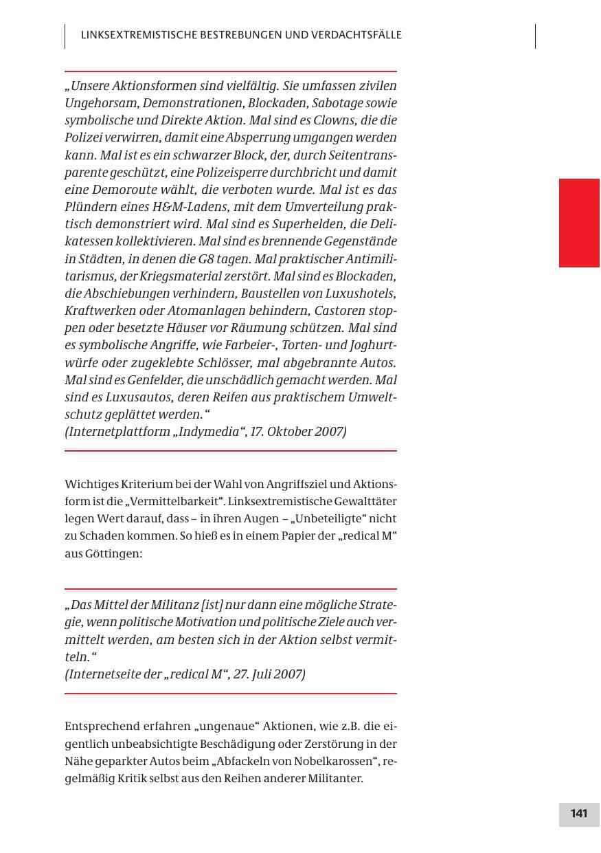 Seite 141 des Verfassungsschutzbericht 2007 Bund