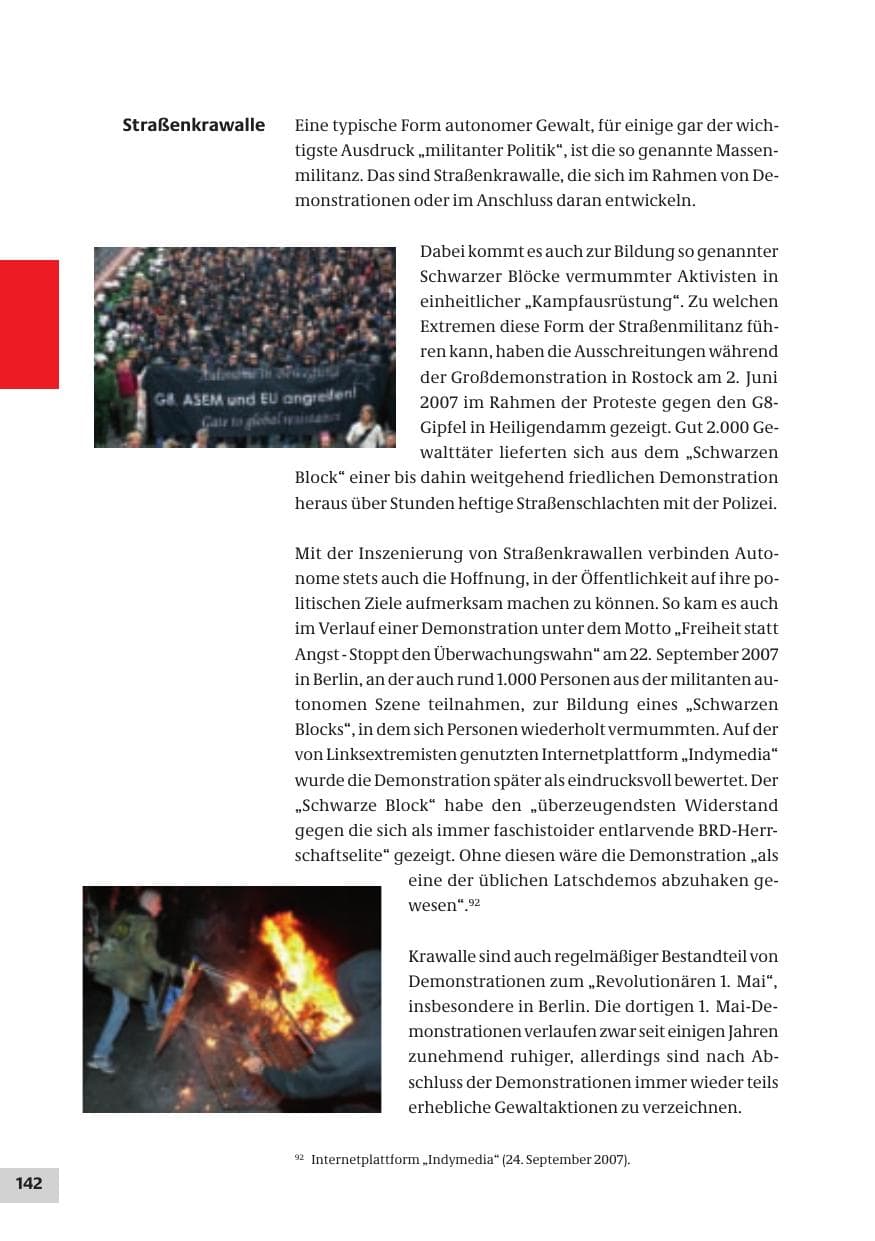 Seite 142 des Verfassungsschutzbericht 2007 Bund