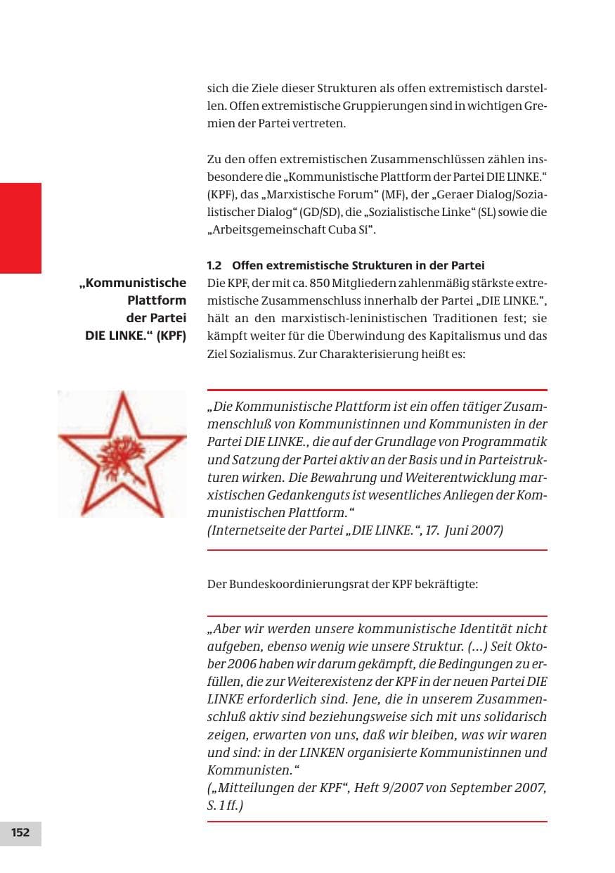 Seite 152 des Verfassungsschutzbericht 2007 Bund