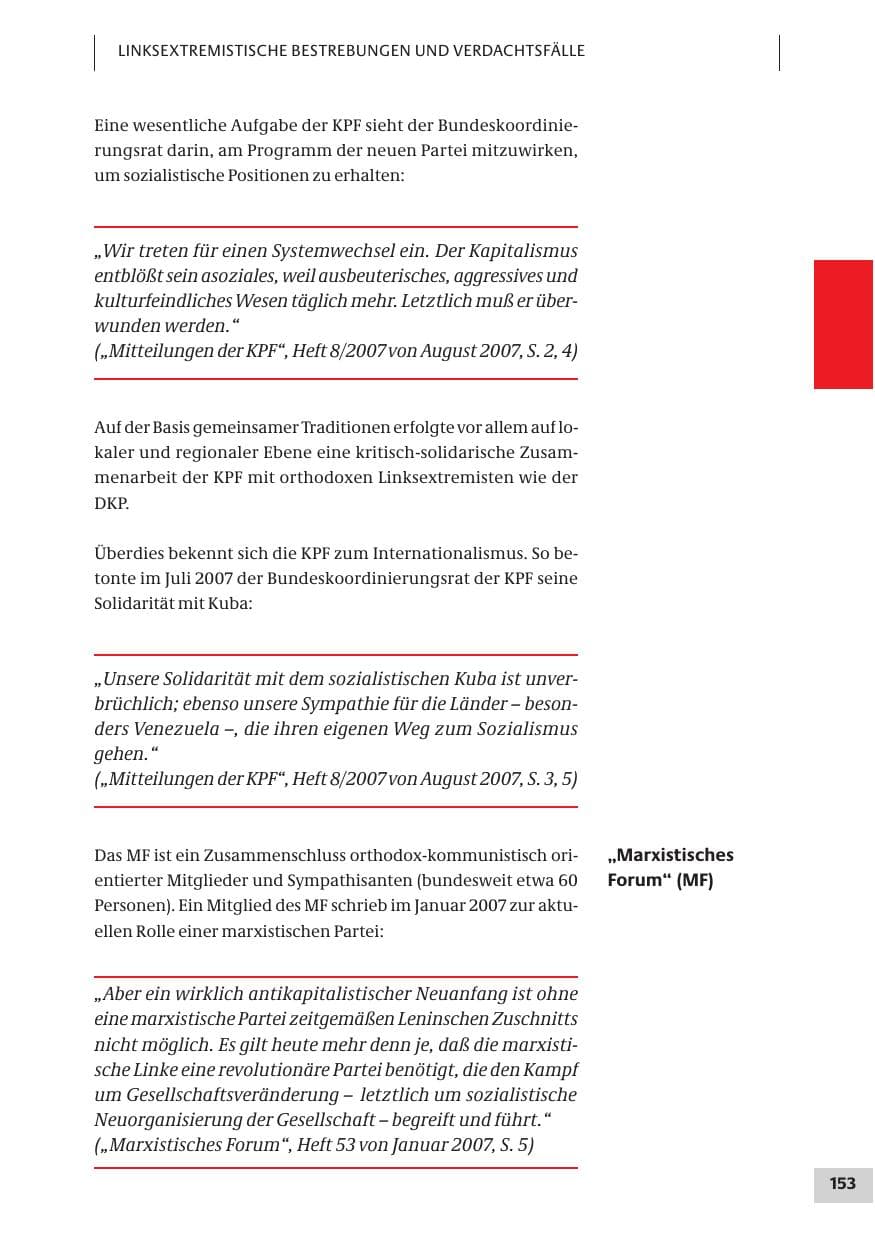 Seite 153 des Verfassungsschutzbericht 2007 Bund
