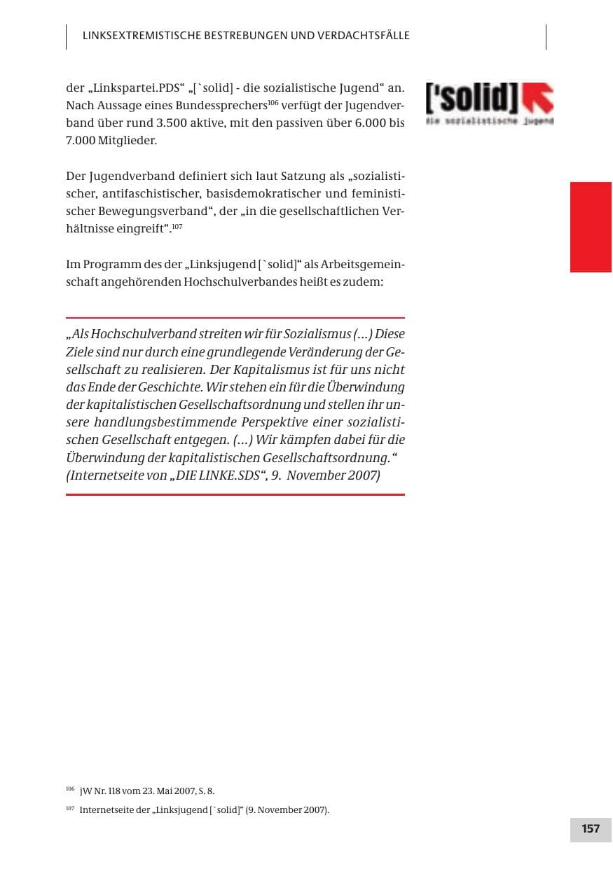 Seite 157 des Verfassungsschutzbericht 2007 Bund