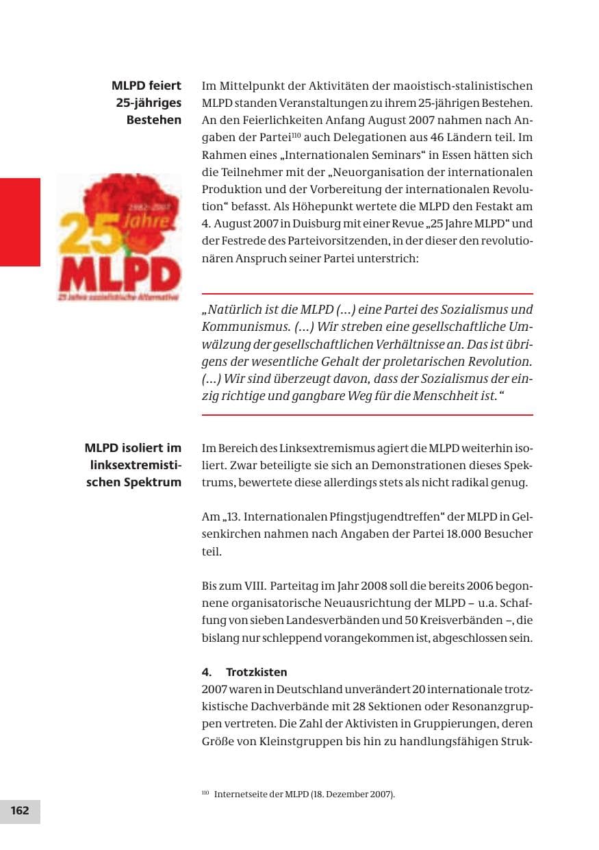 Seite 162 des Verfassungsschutzbericht 2007 Bund