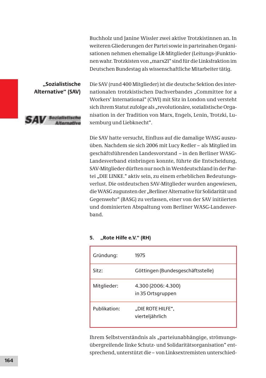 Seite 164 des Verfassungsschutzbericht 2007 Bund