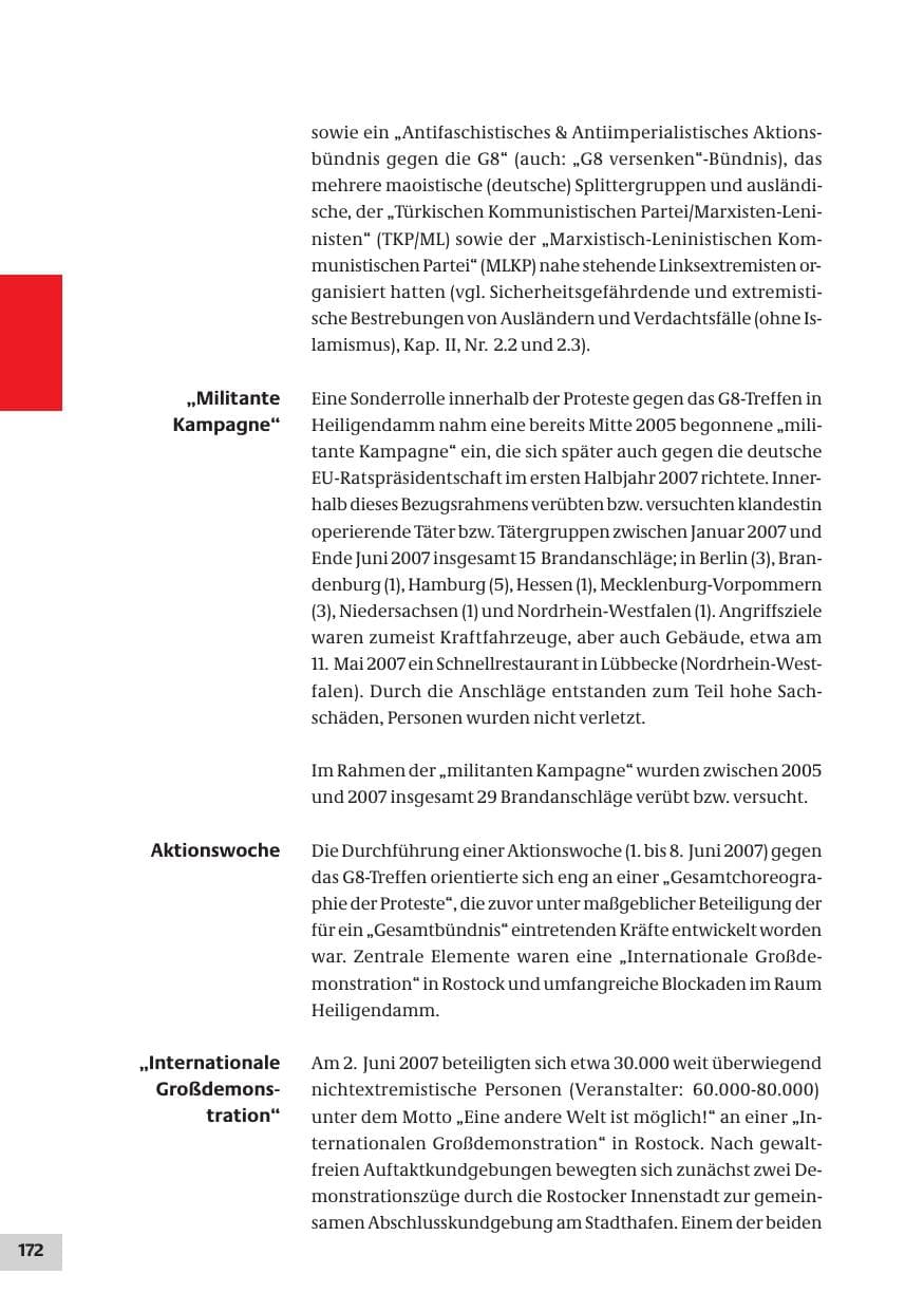 Seite 172 des Verfassungsschutzbericht 2007 Bund