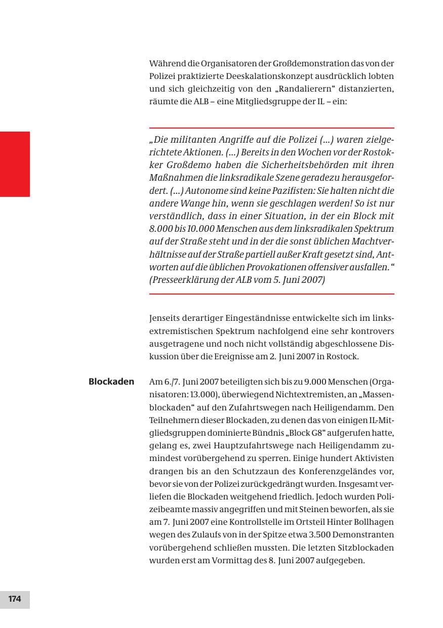 Seite 174 des Verfassungsschutzbericht 2007 Bund