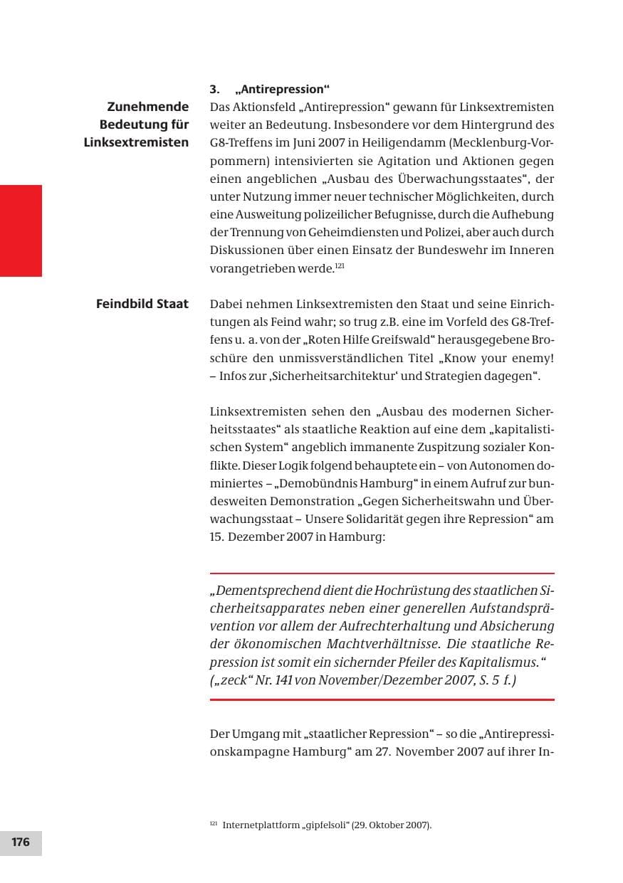 Seite 176 des Verfassungsschutzbericht 2007 Bund