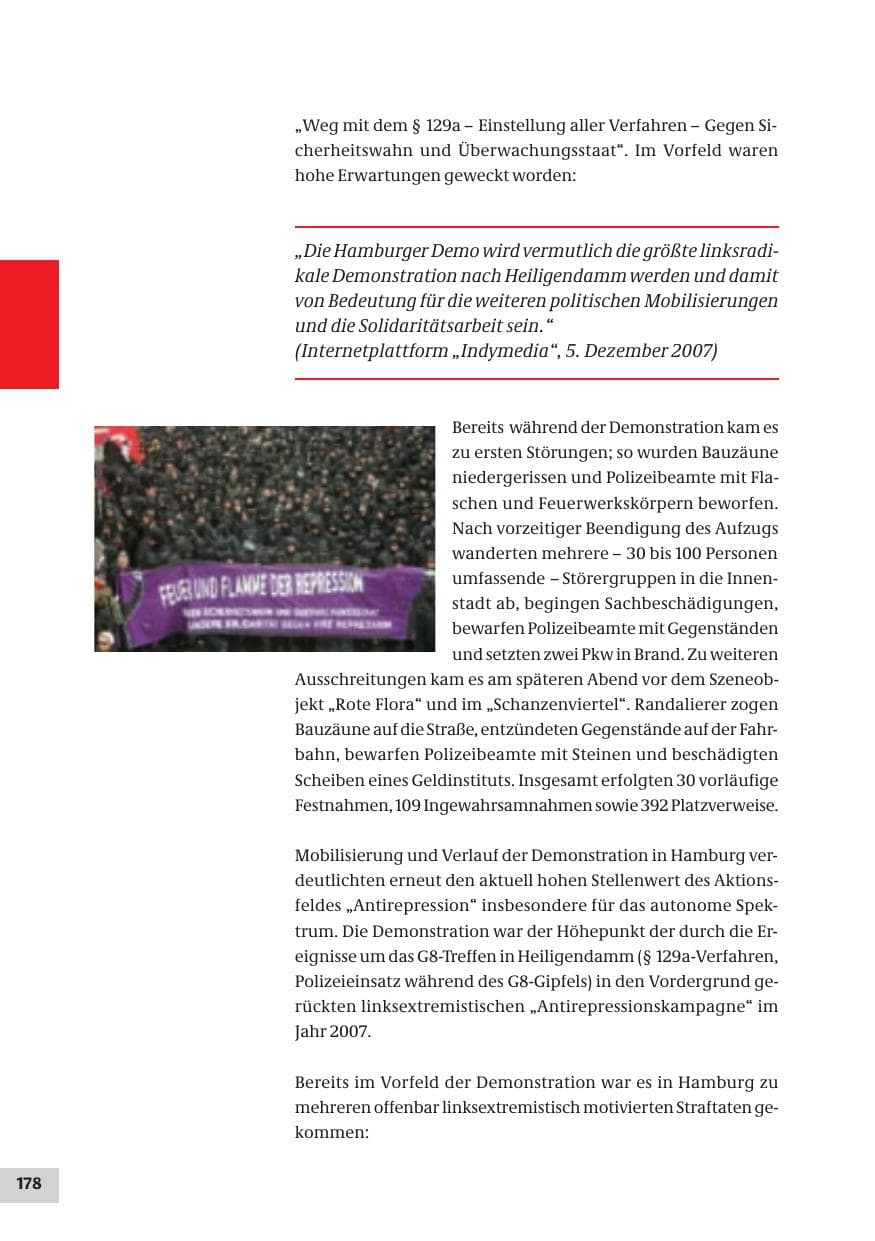 Seite 178 des Verfassungsschutzbericht 2007 Bund