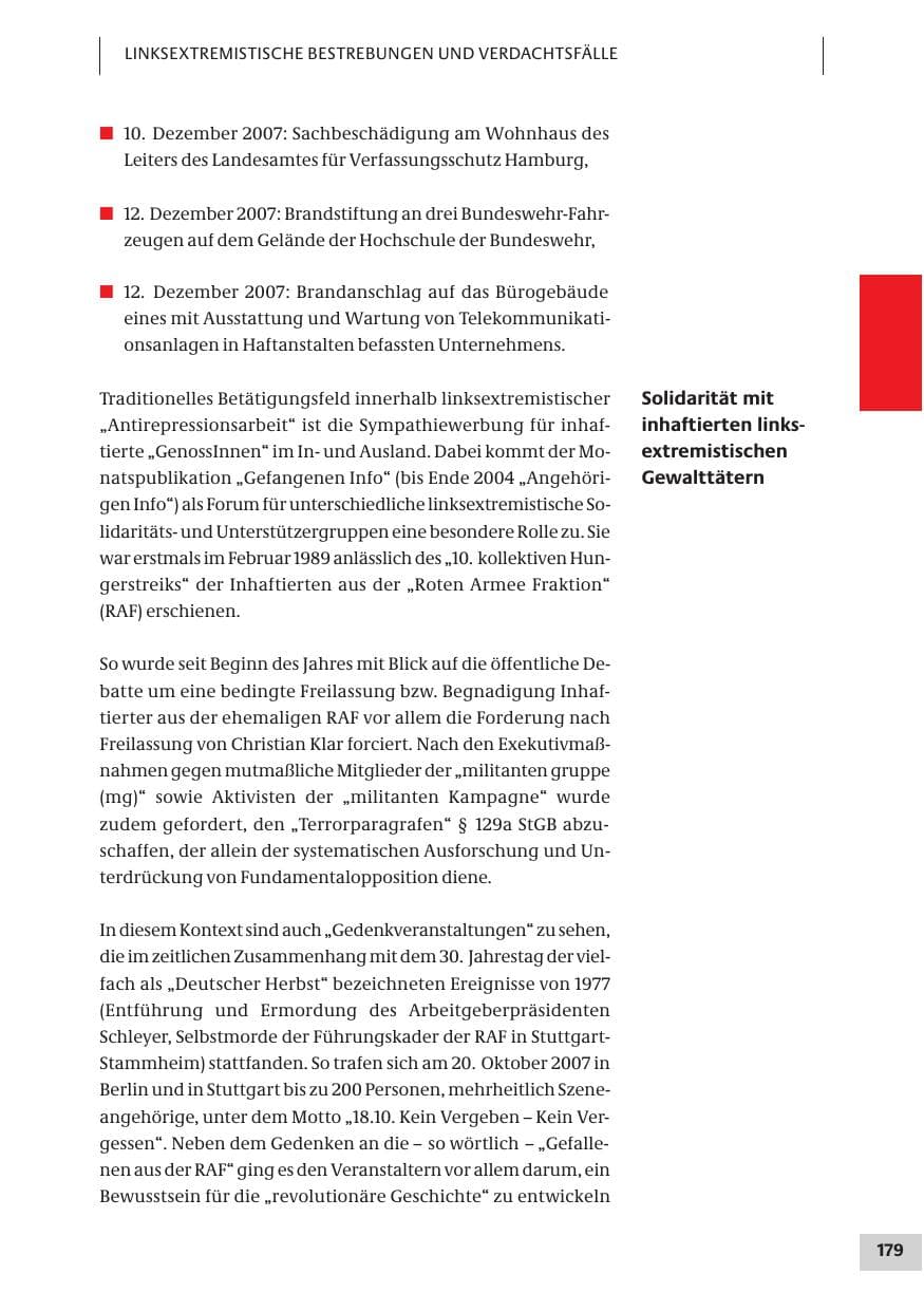 Seite 179 des Verfassungsschutzbericht 2007 Bund