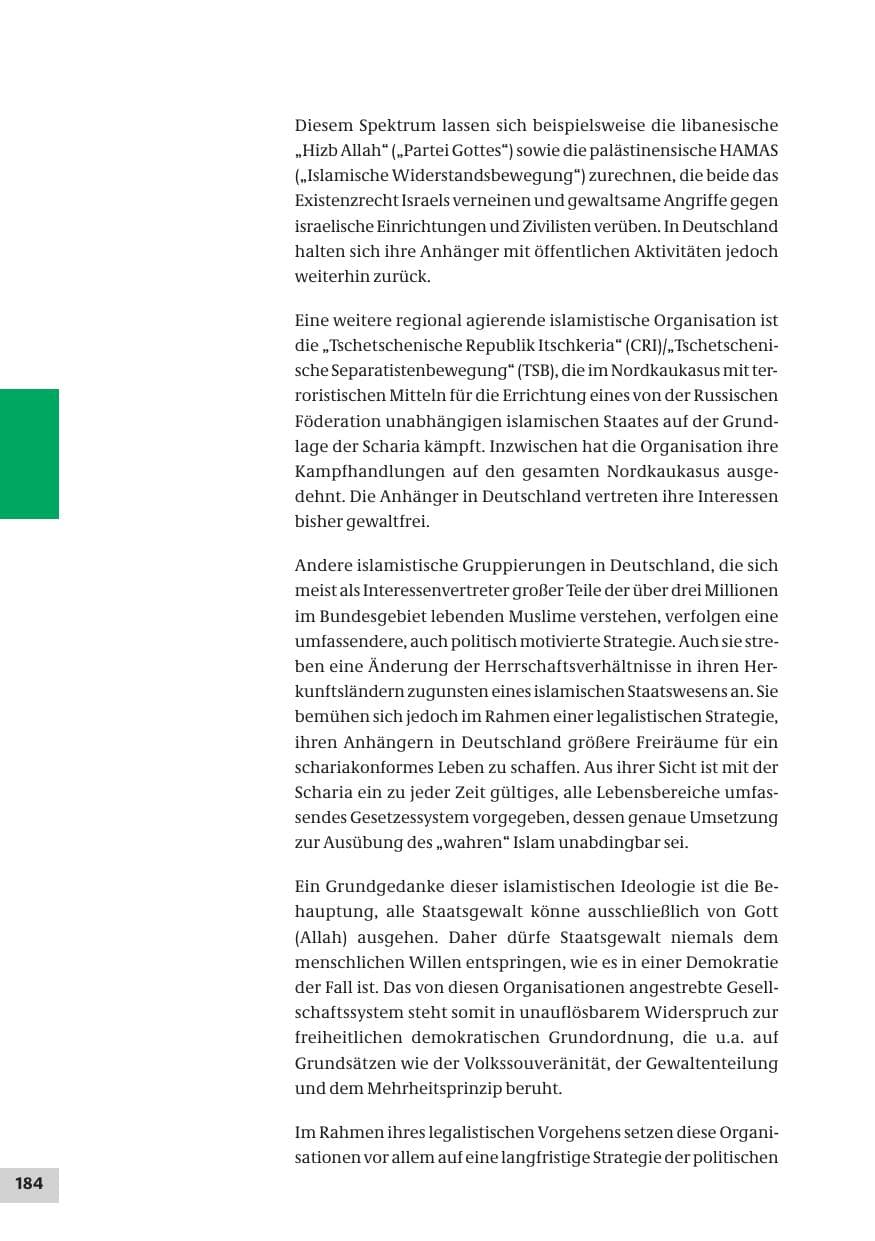 Seite 184 des Verfassungsschutzbericht 2007 Bund