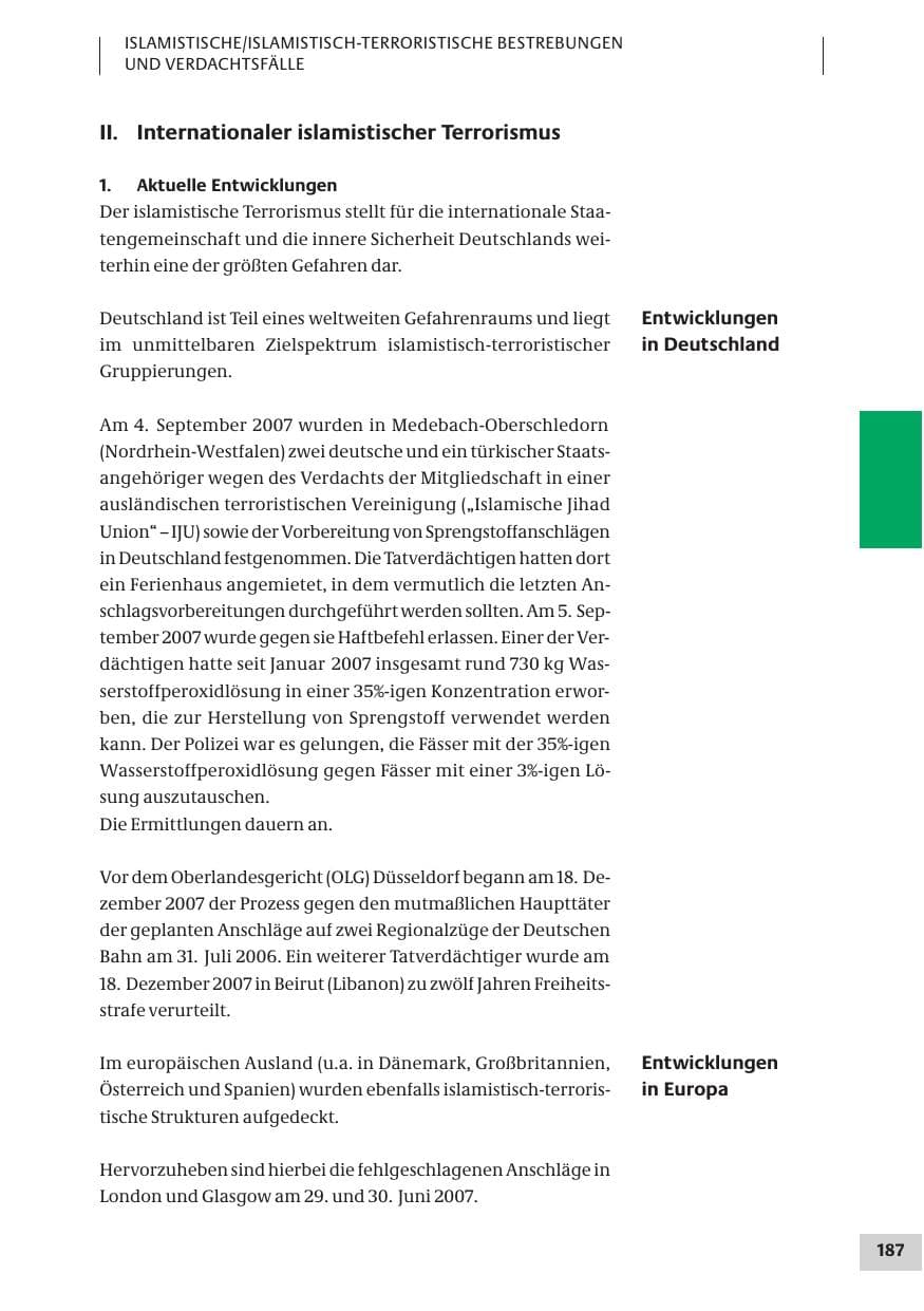 Seite 187 des Verfassungsschutzbericht 2007 Bund