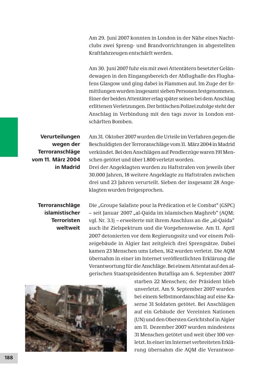 Seite 188 des Verfassungsschutzbericht 2007 Bund