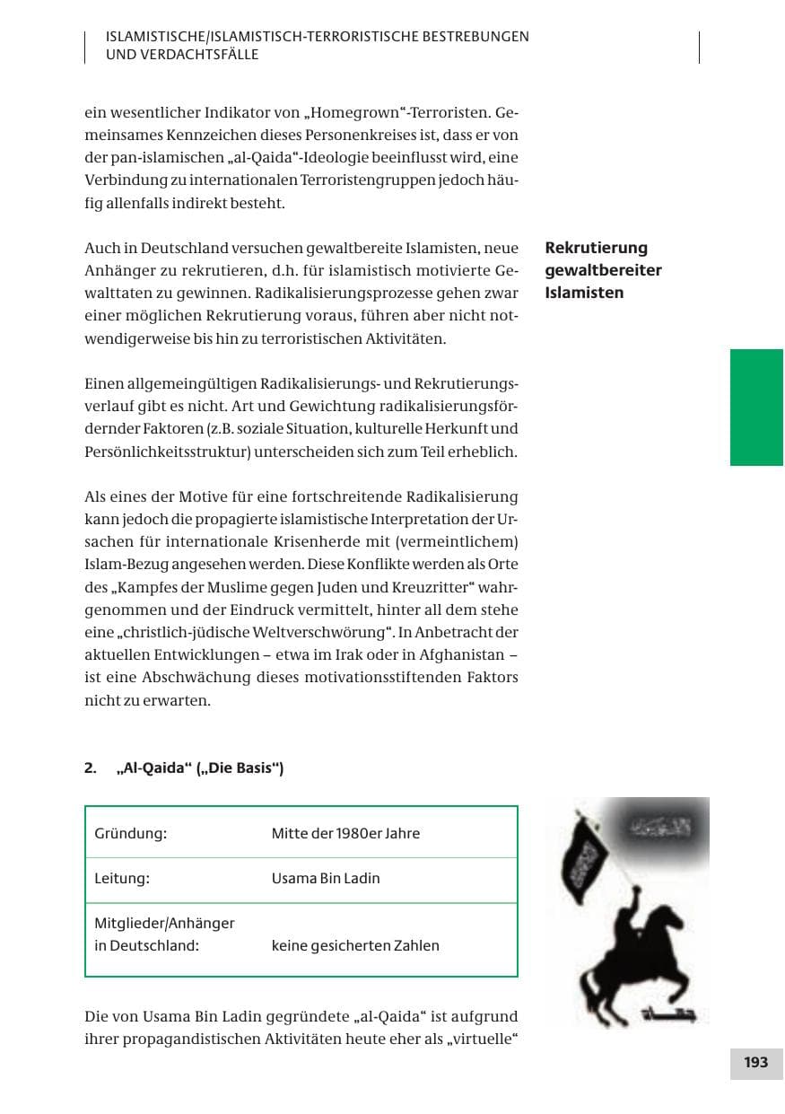 Seite 193 des Verfassungsschutzbericht 2007 Bund