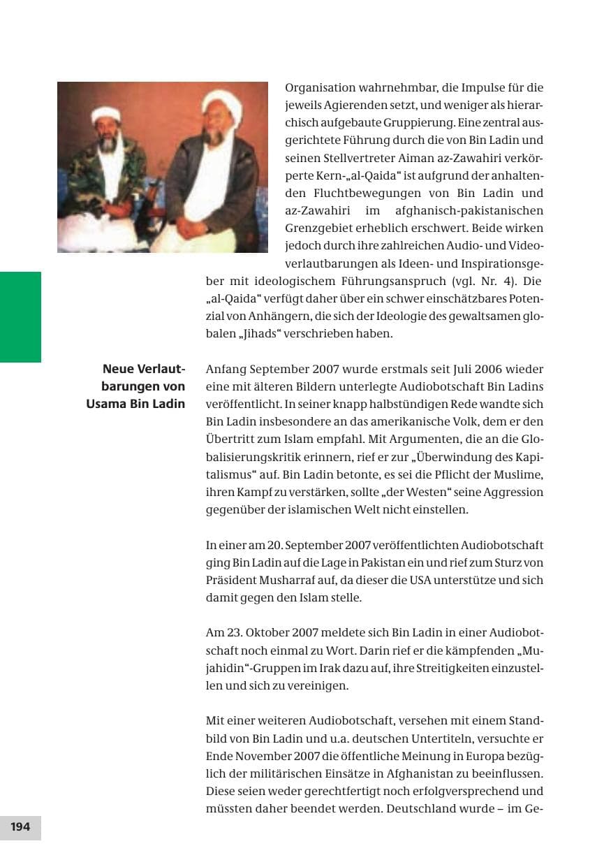 Seite 194 des Verfassungsschutzbericht 2007 Bund